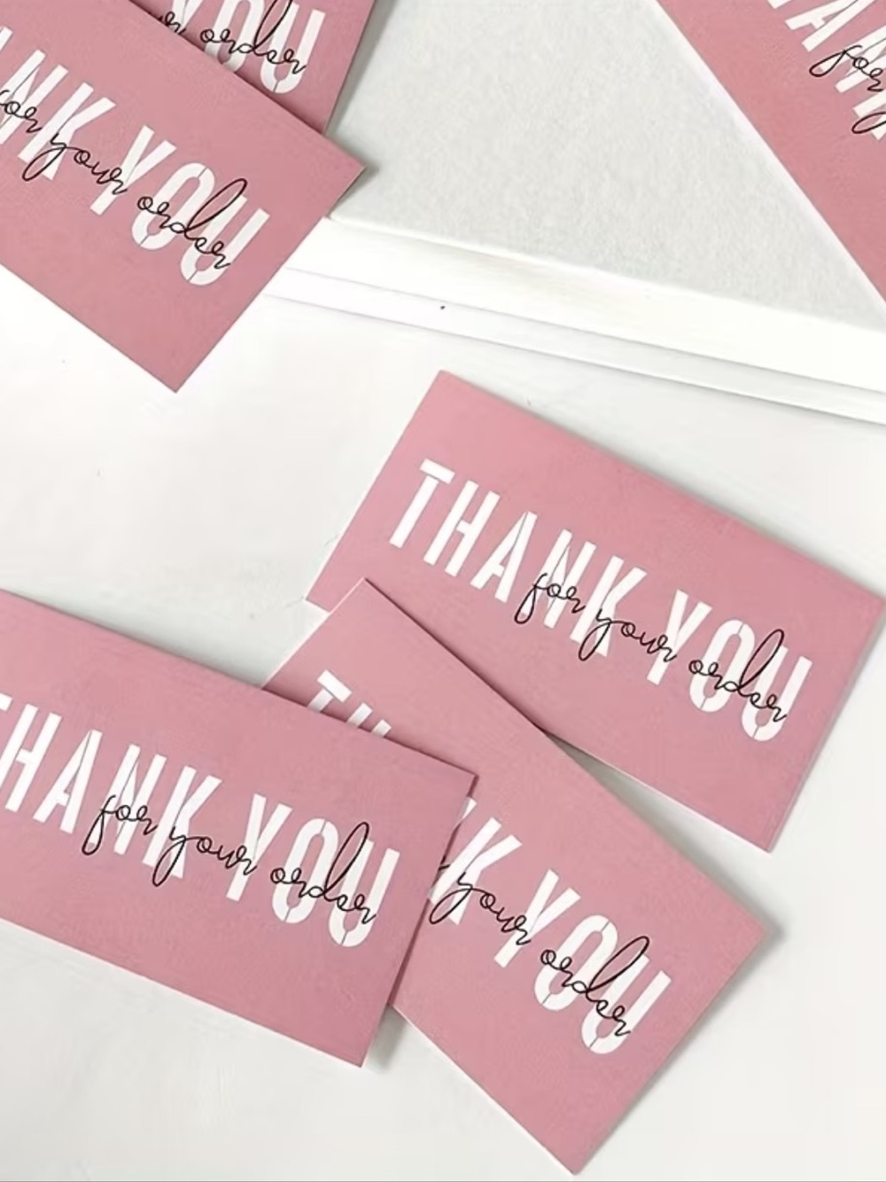 Pink "Thank You" Order Cards - Elegant Customer Thank You Notes (25)